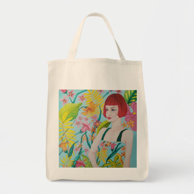 Tropical Dreaming Abstract Oil Painting Tote Bag (Front)