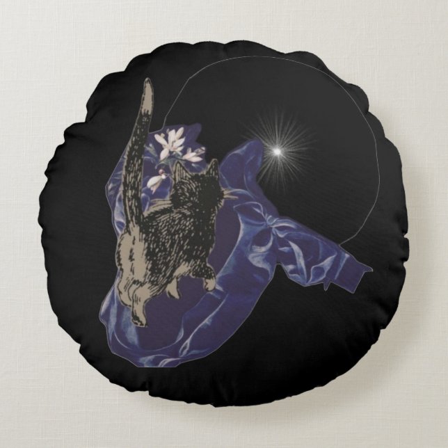 Tropical dreamlike conceptual collage round cushion (Front)