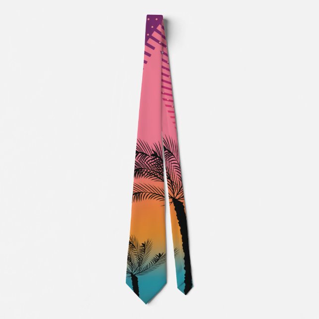Tropical Dreamy Sunset Modern Minimalist Tie (Front)