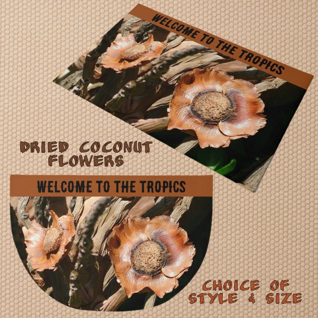 Tropical Dried Coconut Flowers Rustic Welcome Doormat (Creator Uploaded)