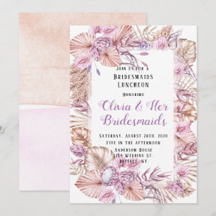 Tropical Dried Palm Leave Floral Bridesmaids Lunch Invitation