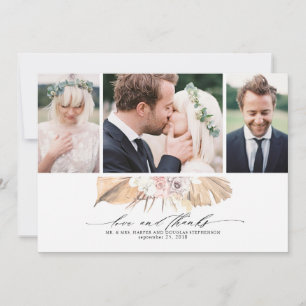 Tropical Dried Palms Wedding Thank You Photo Card