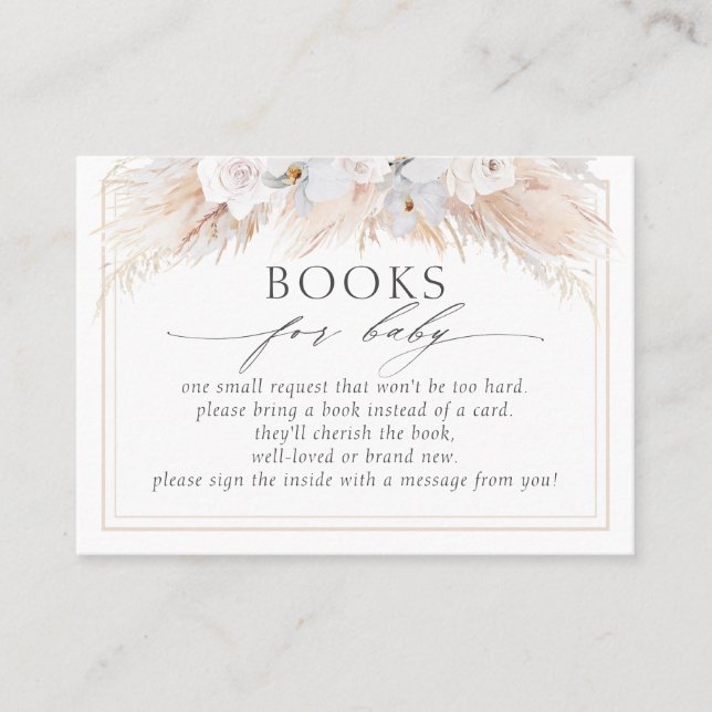 Tropical Dried Pampas Grass Baby Books Request Business Card (Front)