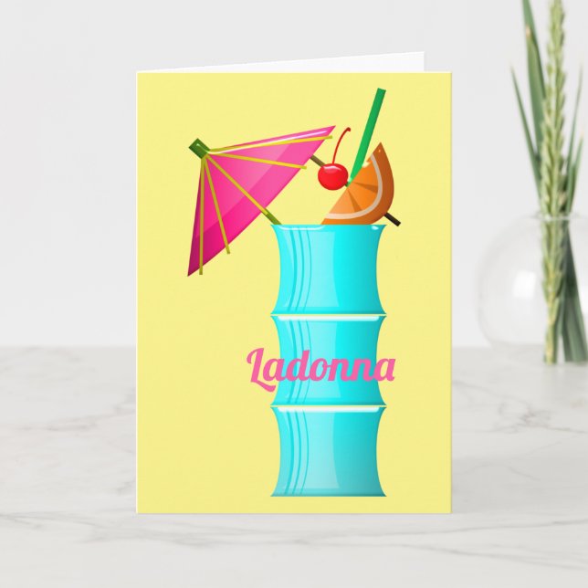 Tropical drink colourful summer Hawaiian cocktail Card (Front)