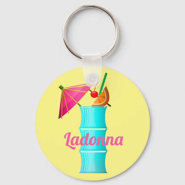 Tropical drink colourful summer Hawaiian cocktail Key Ring (Front)