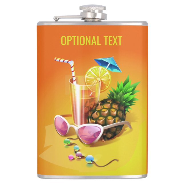 Tropical Drink custom name & text flask (Front)