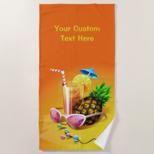 Tropical Drink custom text beach towel