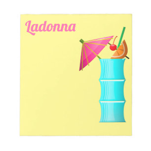 Tropical drink summer Hawaiian blue yellow pink Notepad