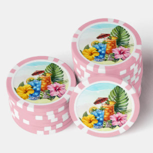Tropical Drinks and Flowers Poker Chips