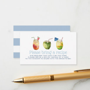 Tropical Drinks Bridal Shower Recipe Request Enclosure Card