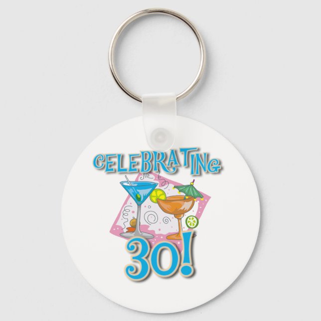 Tropical Drinks Celebrating 30 Key Ring (Front)