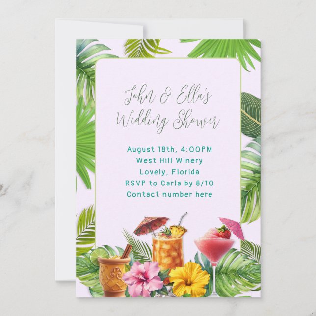 Tropical Drinks Couples Shower invitation (Front)