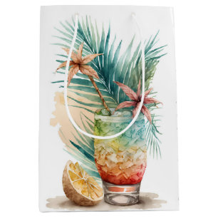Tropical Drinks On White Medium Gift Bag