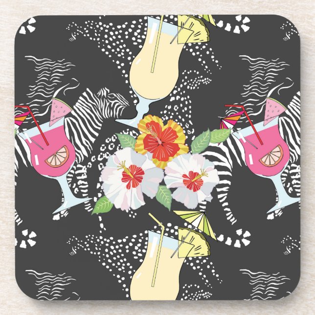 Tropical Drinks With Animals Coaster (Front)