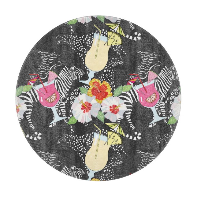 Tropical Drinks With Animals Cutting Board (Front)
