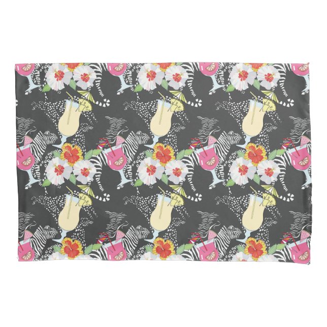 Tropical Drinks With Animals Pillowcase (Front-Left)