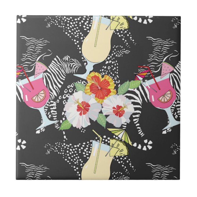 Tropical Drinks With Animals Tile (Front)