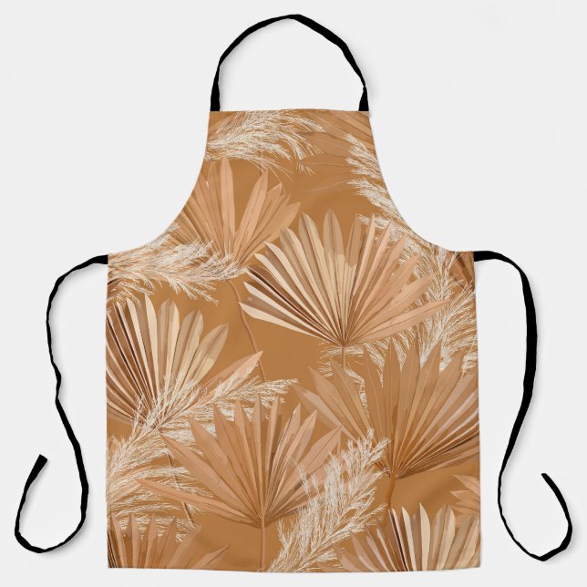 Tropical dry palms: watercolor boho. apron (Front)