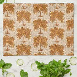 Tropical Earth Tones Island Palm All-Over Print Tea Towel
