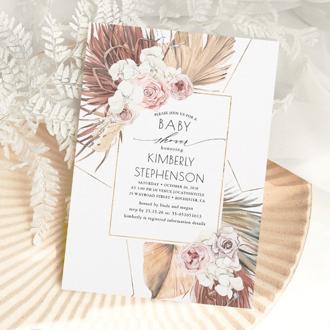Tropical Earthy Jungle Foliage Boho Baby Shower Invitation (Creator Uploaded)