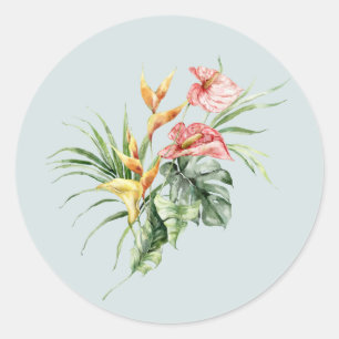Tropical Elegance Bird of Paradise Wedding Sticker
