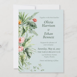 Tropical Elegance Botanical Wedding Invitation