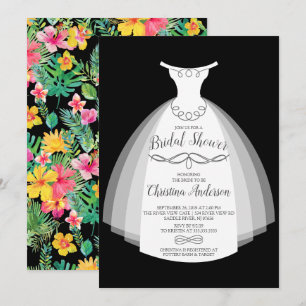 Tropical Elegance Bride Gown Bridal Shower Invitation