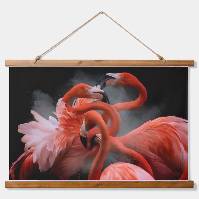Tropical Elegance Flamingo Dance Photography Hanging Tapestry (Front)