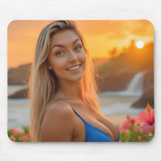 Tropical Elegance: Helena's Bikini Photoshoot Mouse Mat