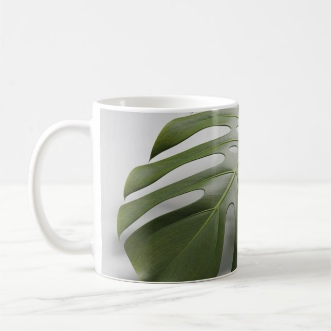 Tropical Elegance: Monstera Leaf Coffee Mug (Left)
