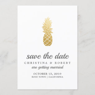 Tropical Elegance   Pineapple Save The Date Invitation
