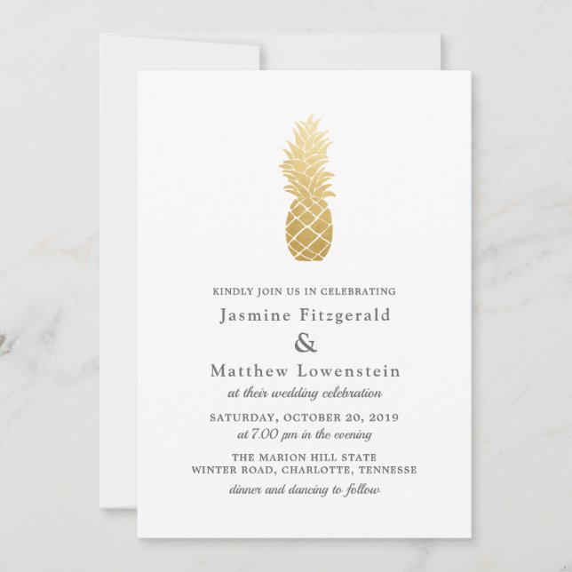 Tropical Elegance | Pineapple Wedding Invitation (Front)