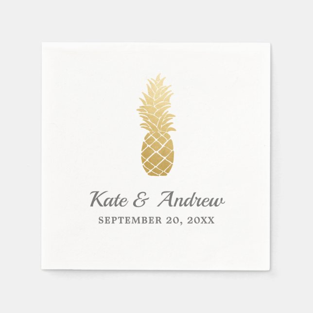 Tropical Elegance | Pineapple Wedding Napkin (Front)