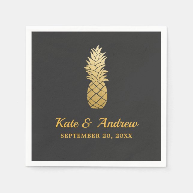 Tropical Elegance | Pineapple Wedding Napkin (Front)