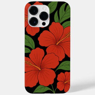 Tropical Elegance Red Hibiscus on Black Case-Mate iPhone 14 Pro Max Case
