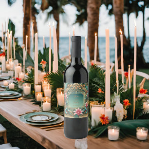 Tropical Elegance Square Frame Wine Label