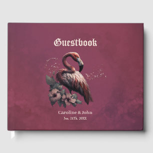 Tropical elegance, the flamingo in the twilight.  guest book
