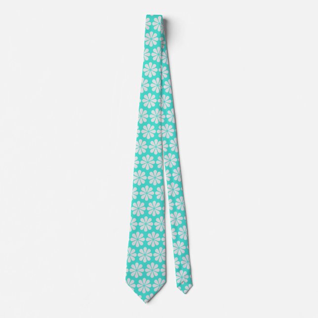 Tropical Elegance - Turquoise Blue Floral  Tie (Front)