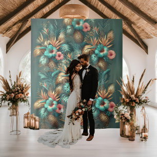 Tropical Elegance Wedding Backdrop Tapestry