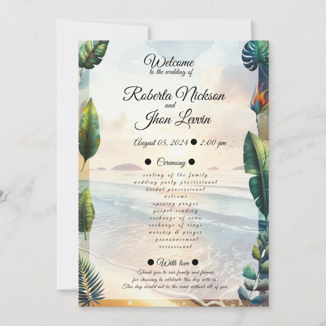 Tropical Elegance Wedding Invitation (Front)