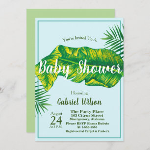 Tropical Elegant Banana Leaf & Palms Invitation