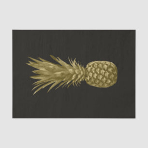 Tropical Elegant Black Gold Pineapple Art Tissue Paper