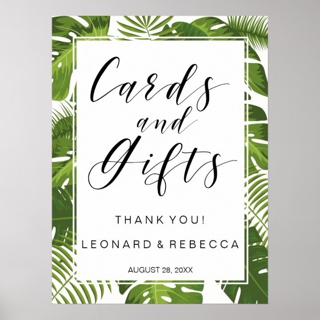 Tropical Elegant Cards and Gifts wedding sign (Front)