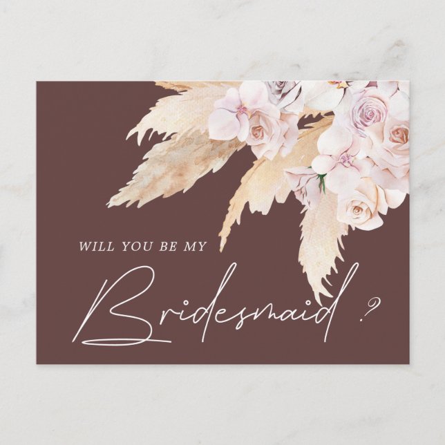 tropical elegant floral bridesmaid Invitation Postcard (Front)