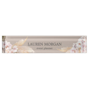 tropical elegant floral monogram Desk Nameplate