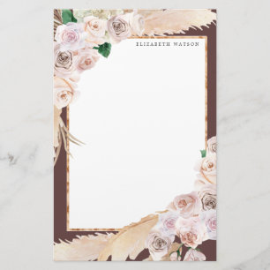 tropical elegant floral Monogram Stationery