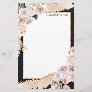 tropical elegant floral Monogram Stationery