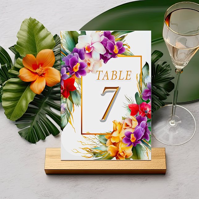 Tropical Elegant Floral Wedding Table Number  (Creator Uploaded)