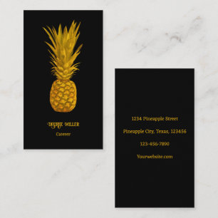 Tropical Elegant Gold Black Pineapple Business Card