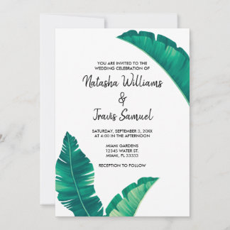 Tropical Elegant Palm Leaves Invitation